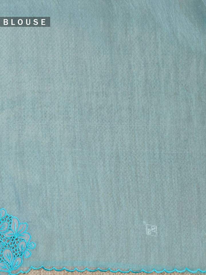 Blue Tissue Plain Banarasi Saree