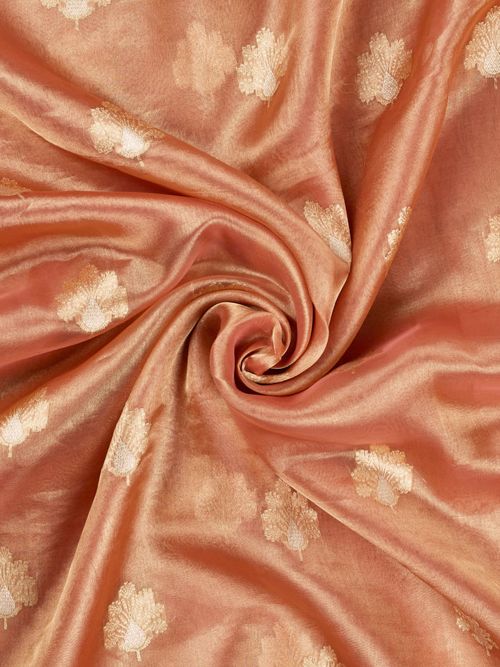 Peach Pure Tissue Sonarupa Butis Banarasi Saree