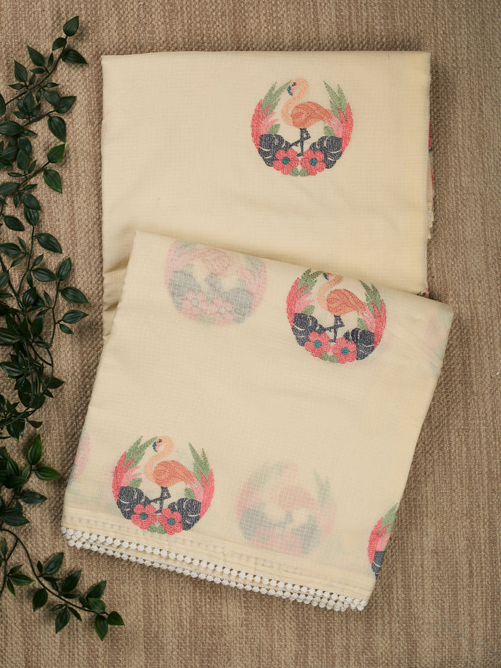 Yellow  Supernet Thread Butas Banarasi Saree