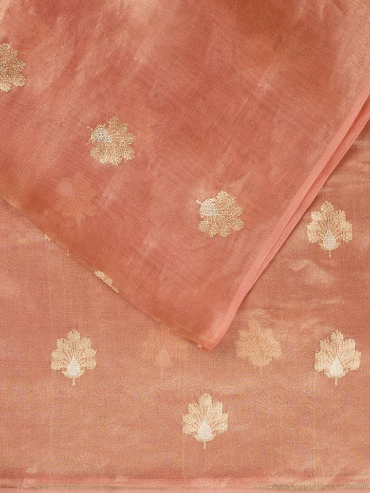 Peach Pure Tissue Sonarupa Butis Banarasi Saree