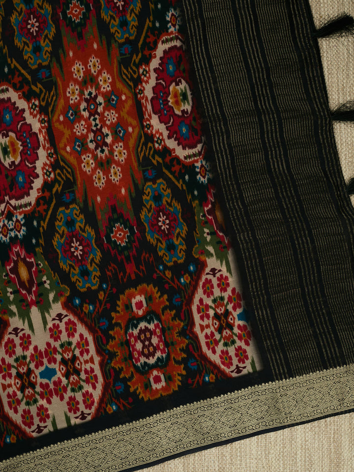 Black Chiffon Printed Banarasi Saree