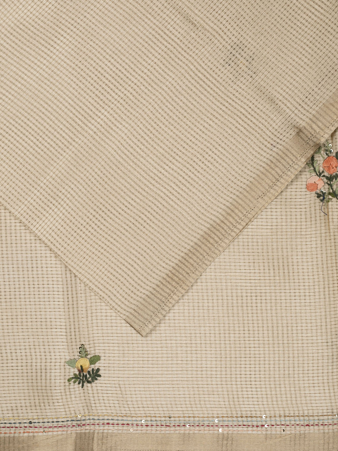 Gold Cotton Zari Checks Banarasi Saree_2