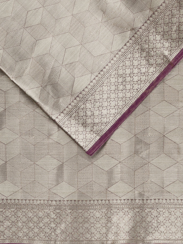Wine Pure Tissue Zari Weave Banarasi Saree