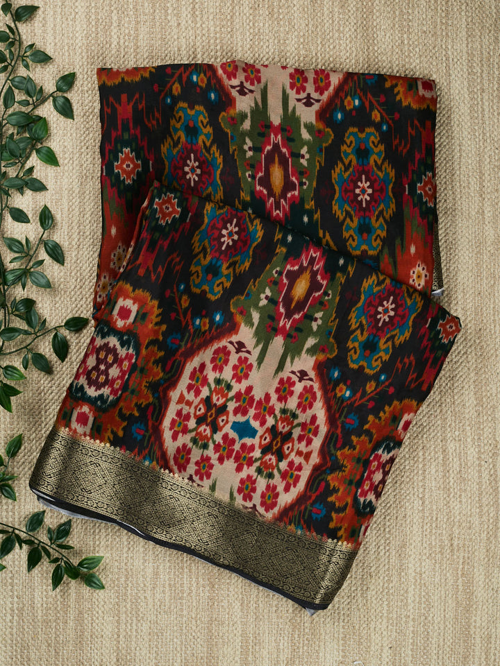 Black Chiffon Printed Banarasi Saree