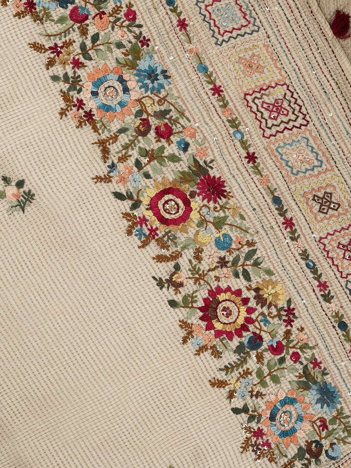 Gold Cotton Zari Checks Banarasi Saree