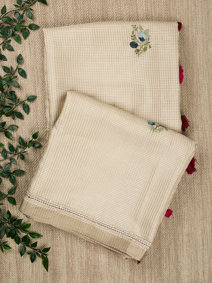 Gold Cotton Zari Checks Banarasi Saree