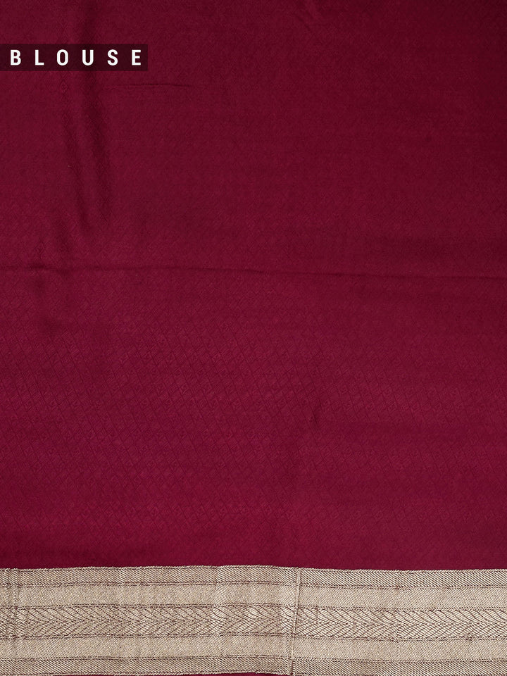 Wine Mysore Silk Zari Buti  Banarasi Saree