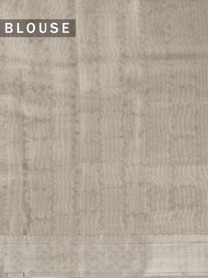 Silver Pure Tissue Zari Weave Banarasi Saree