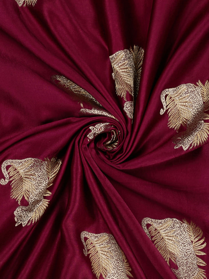 Wine Mysore Silk Zari Buti  Banarasi Saree