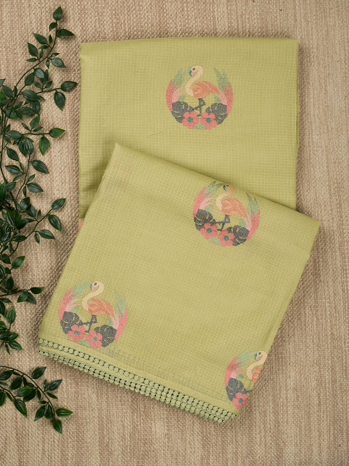 Green Supernet Thread Butas Banarasi Saree