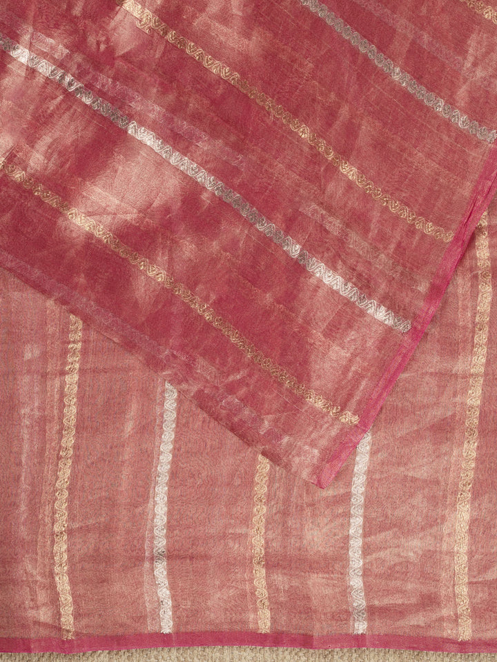 Pink Pure Tissue Sonarupa Stripes Banarasi Saree