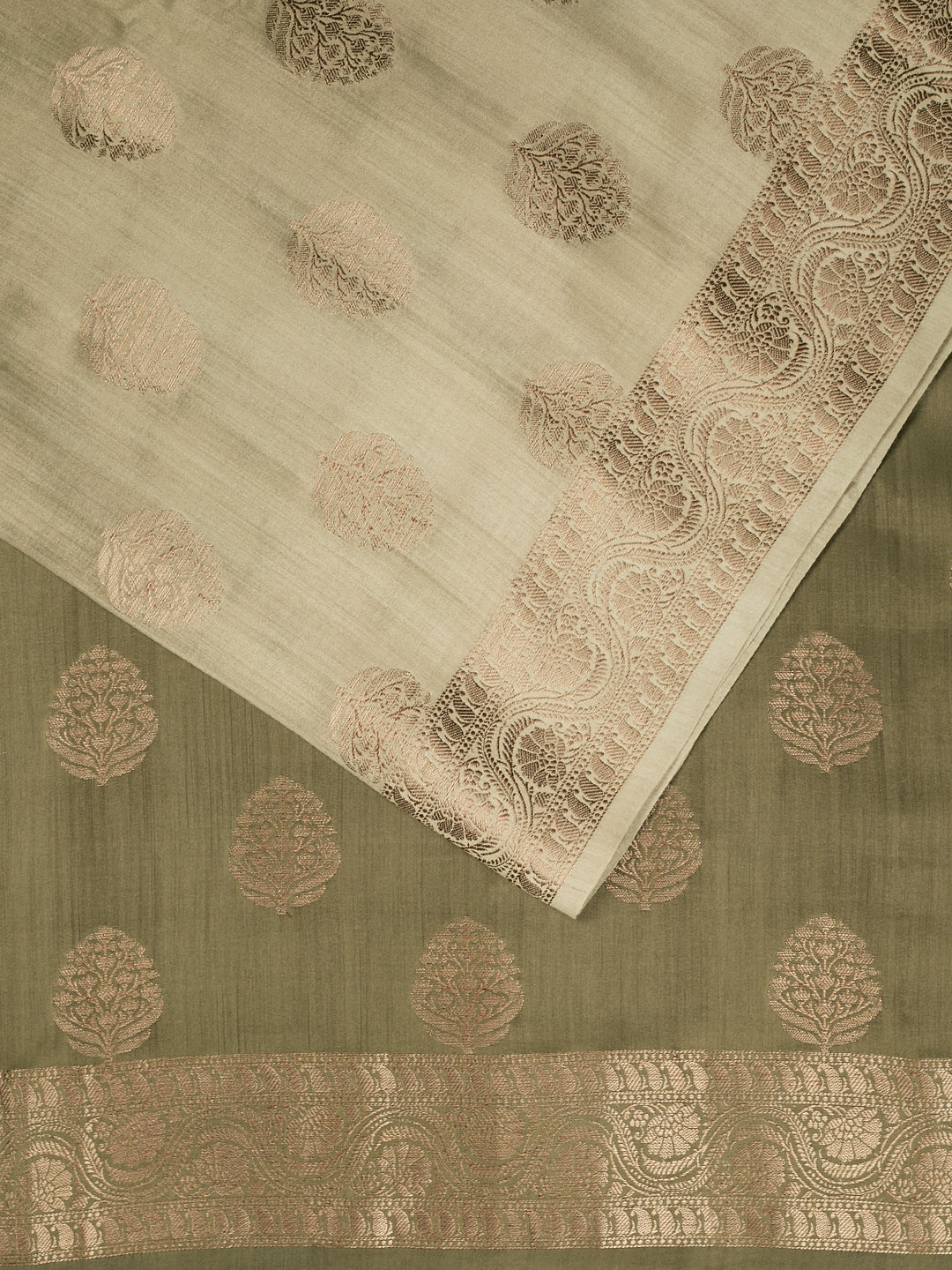 Mehendi Green Ombre Chiniya Silk Banarasi Saree_2