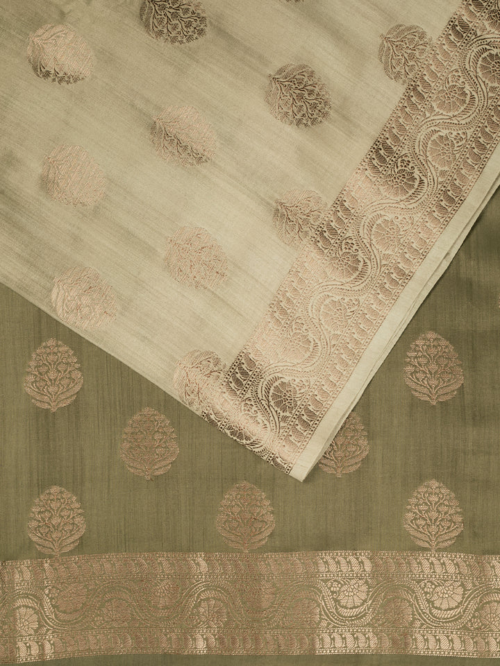 Mehendi Green Ombre Chiniya Silk Banarasi Saree