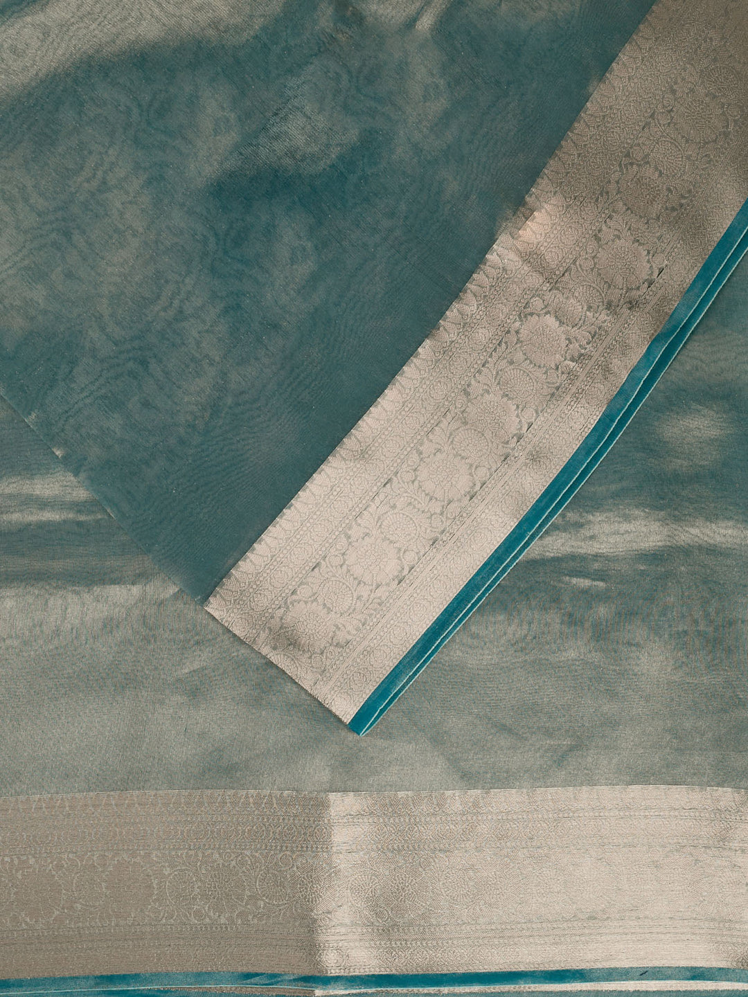 Blue Pure Tissue Plain Banarasi Saree_2