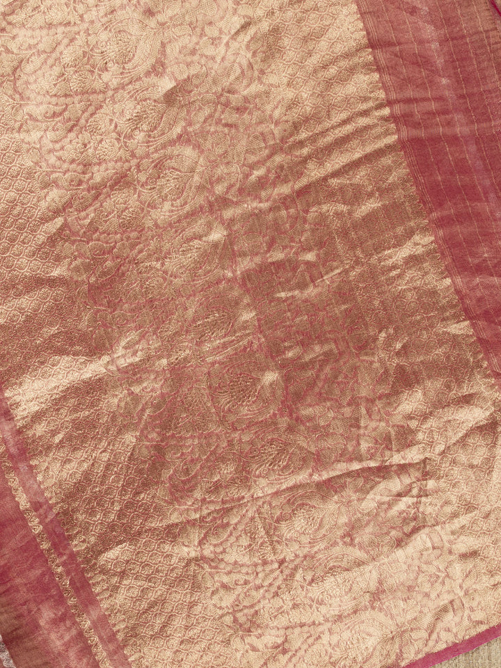 Pink Pure Tissue Sonarupa Stripes Banarasi Saree