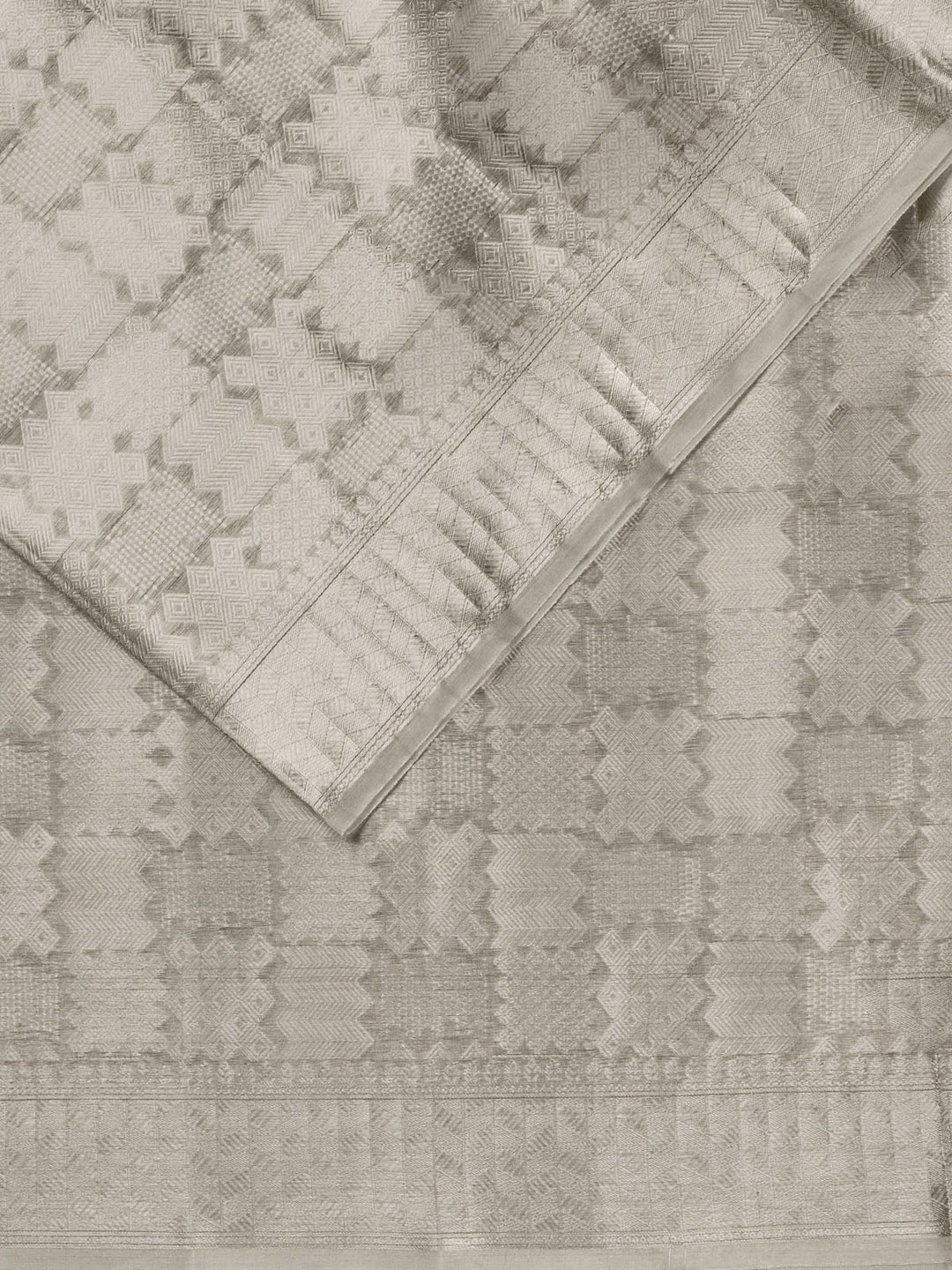 Silver Pure Tissue Zari Weave Banarasi Saree_2