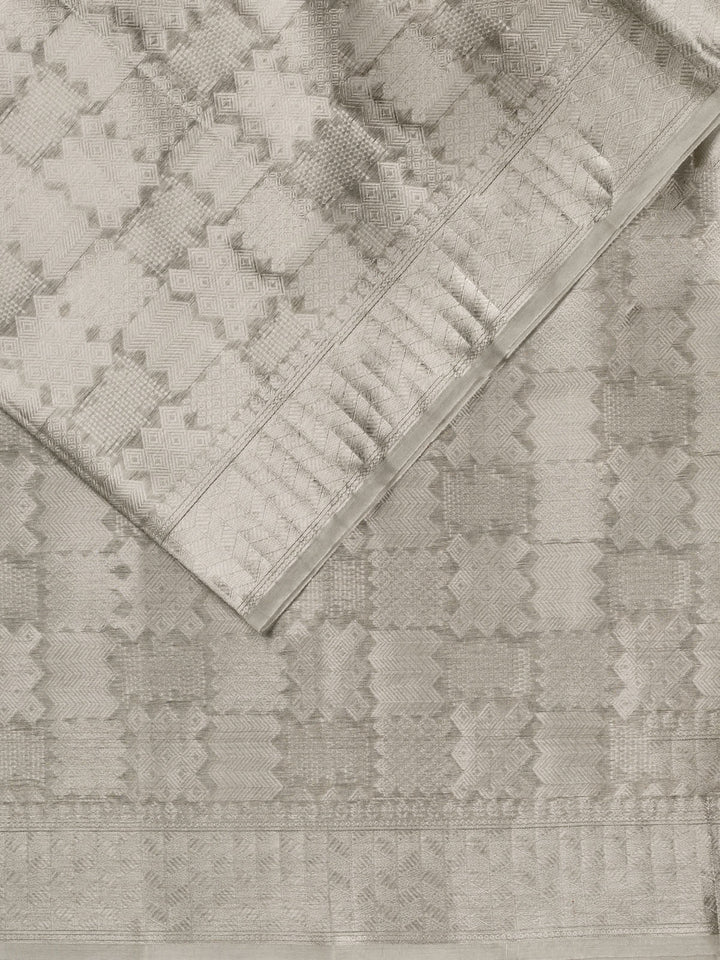 Silver Pure Tissue Zari Weave Banarasi Saree