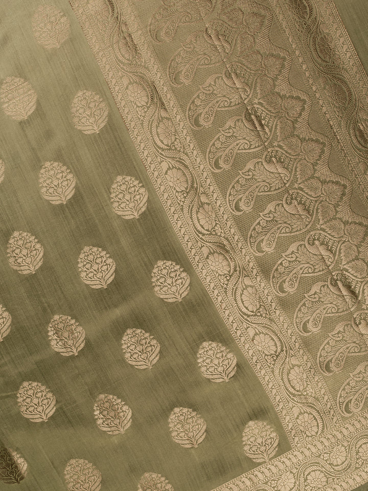 Mehendi Green Ombre Chiniya Silk Banarasi Saree