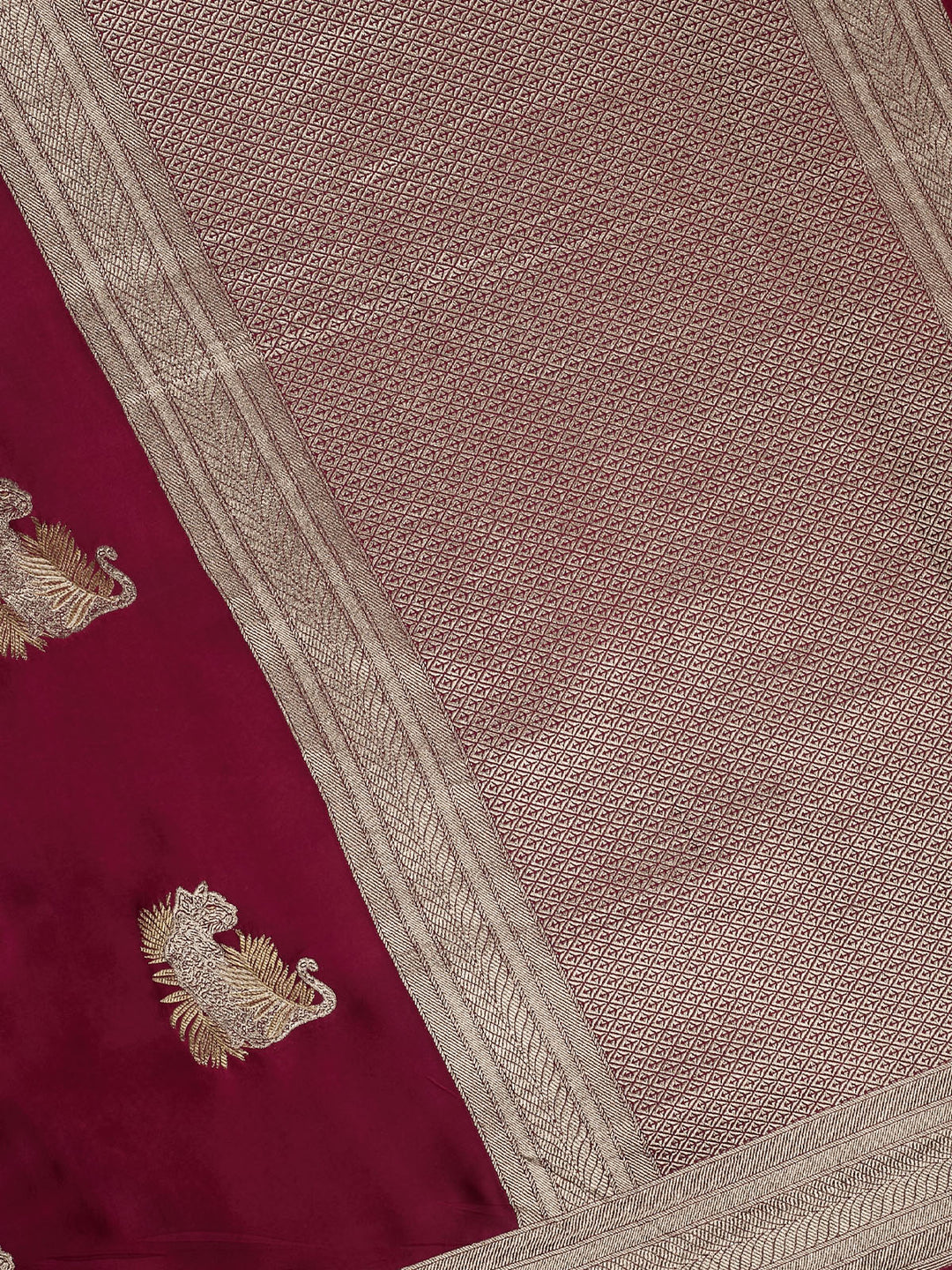 Wine Mysore Silk Zari Buti  Banarasi Saree_4