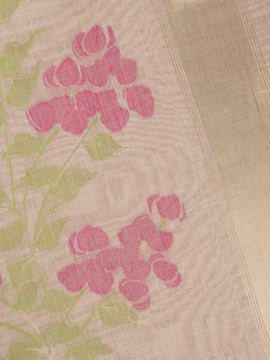 Biege Cotton Floral Buta Banarasi Saree_4