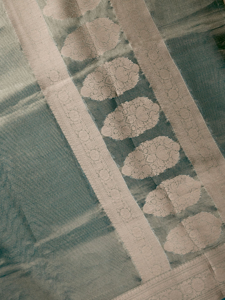 Blue Pure Tissue Plain Banarasi Saree