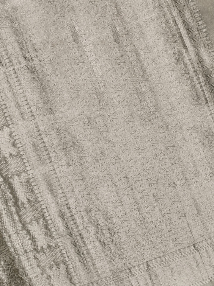 Silver Pure Tissue Zari Weave Banarasi Saree