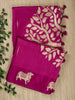 Purple Cotton Plain Banarasi Saree