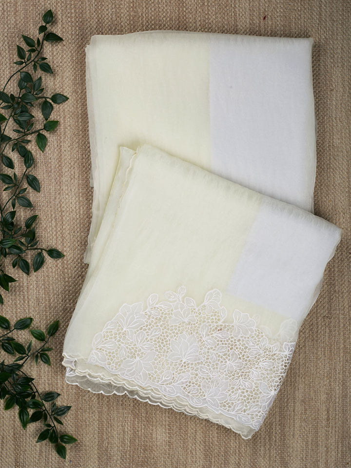 White Tissue Plain Banarasi Saree