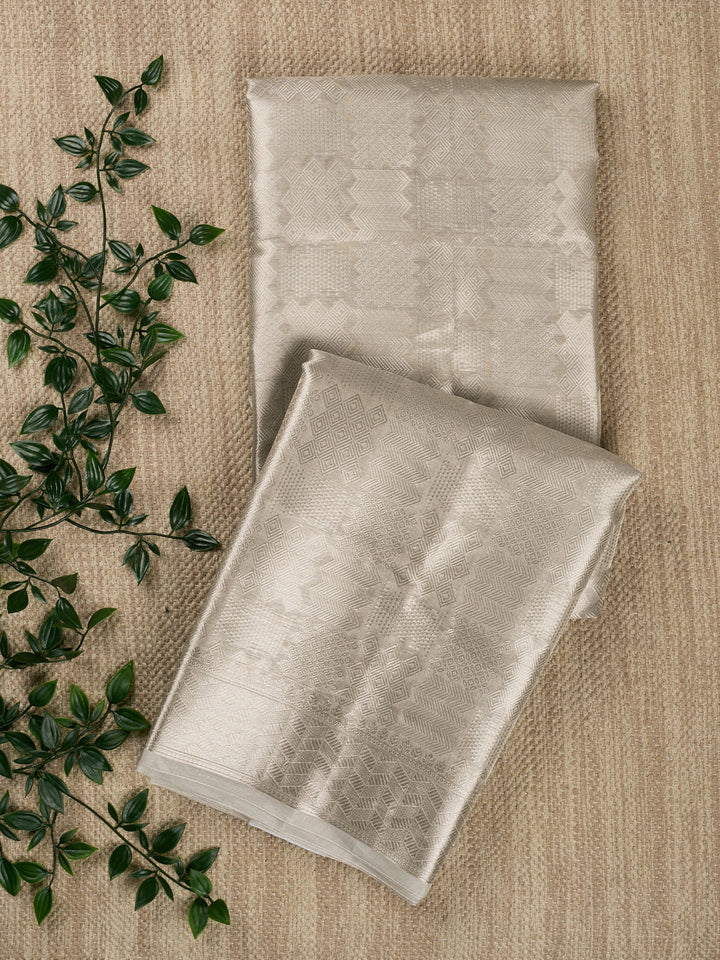 Silver Pure Tissue Zari Weave Banarasi Saree