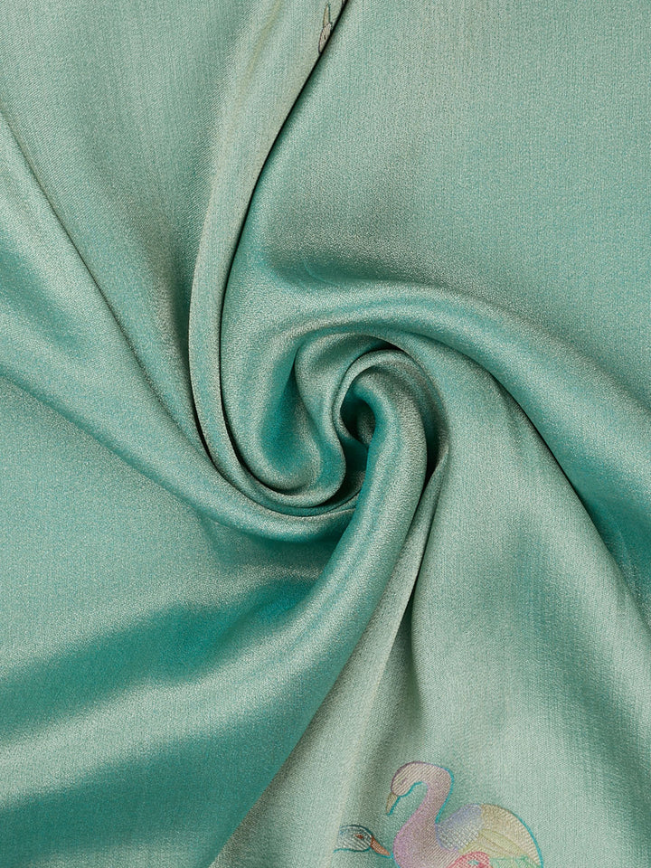 Firozi Pure Tissue Plain Banarasi Saree