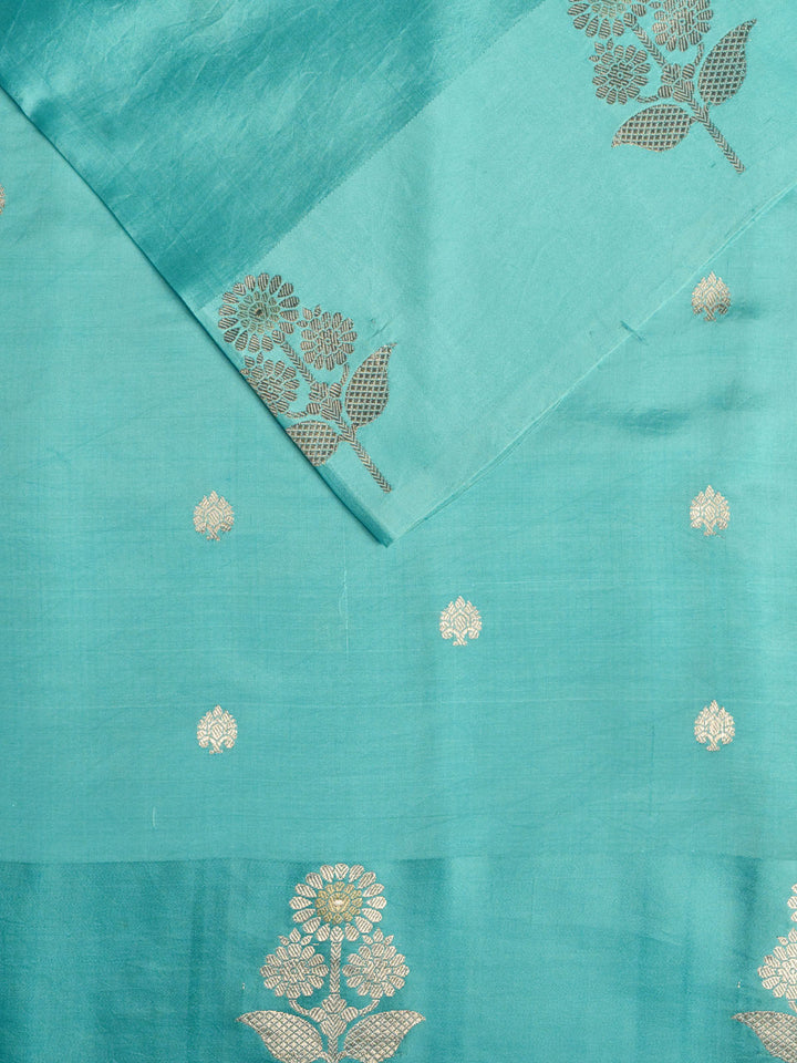 Firozi Katan Silk Banarasi Saree
