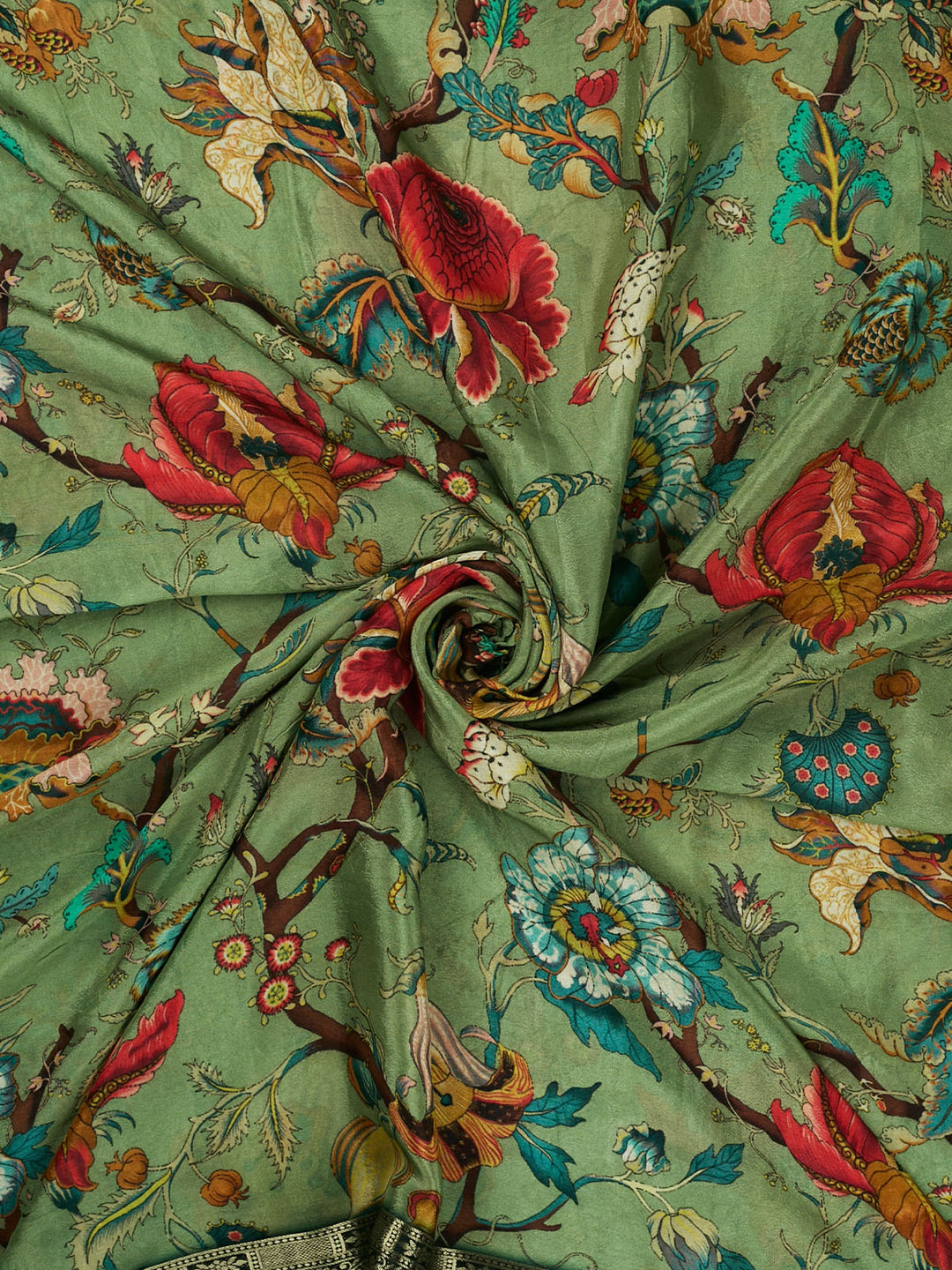 Green Chiffon Printed Banarasi Saree_3