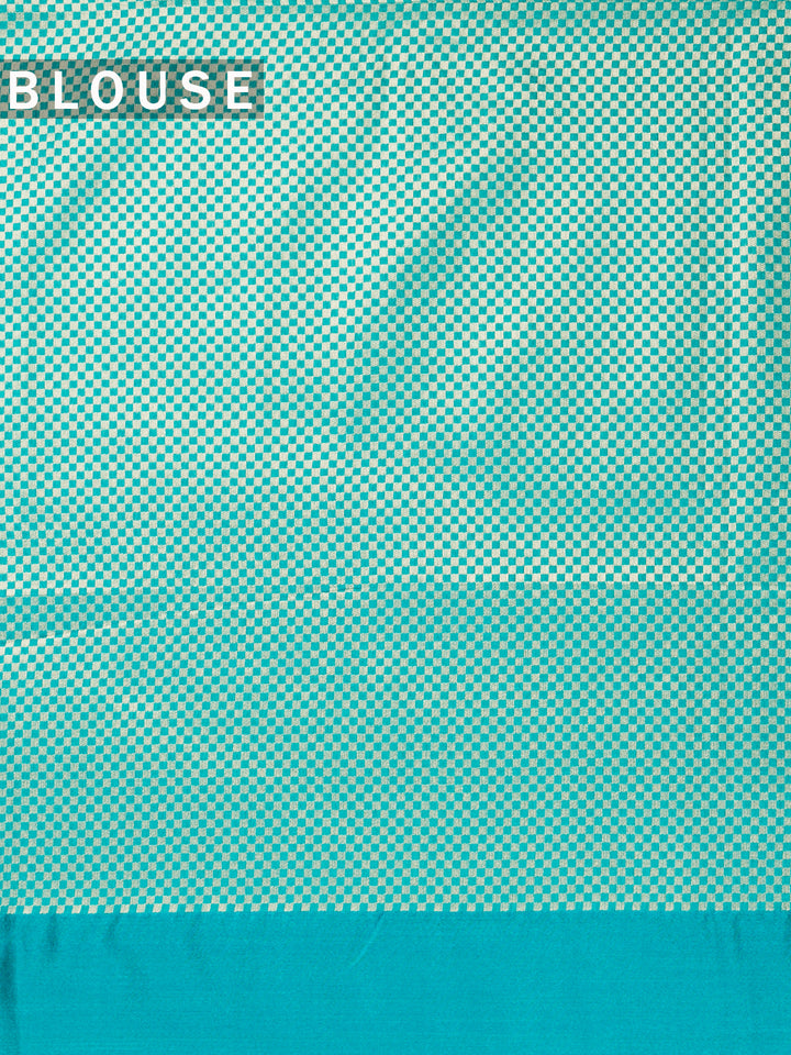 Firozi Cotton Plain Banarasi Saree