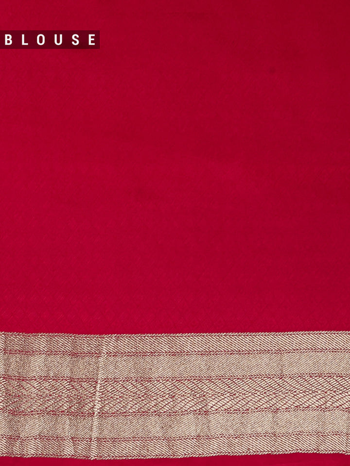 Magenta Mysore Silk Zari Buti  Banarasi Saree