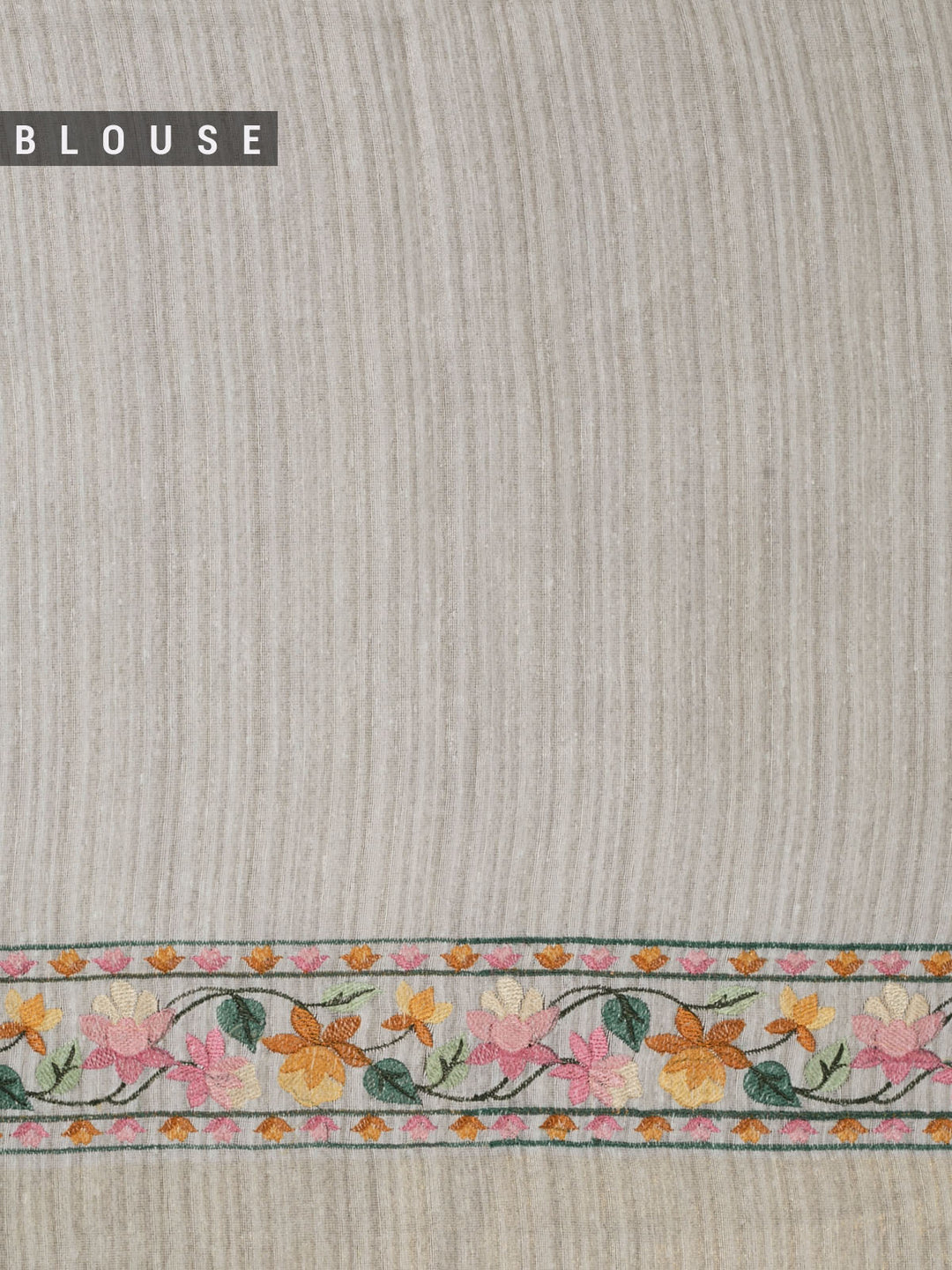 Cream linen Bird Jaal Banarasi Saree_5