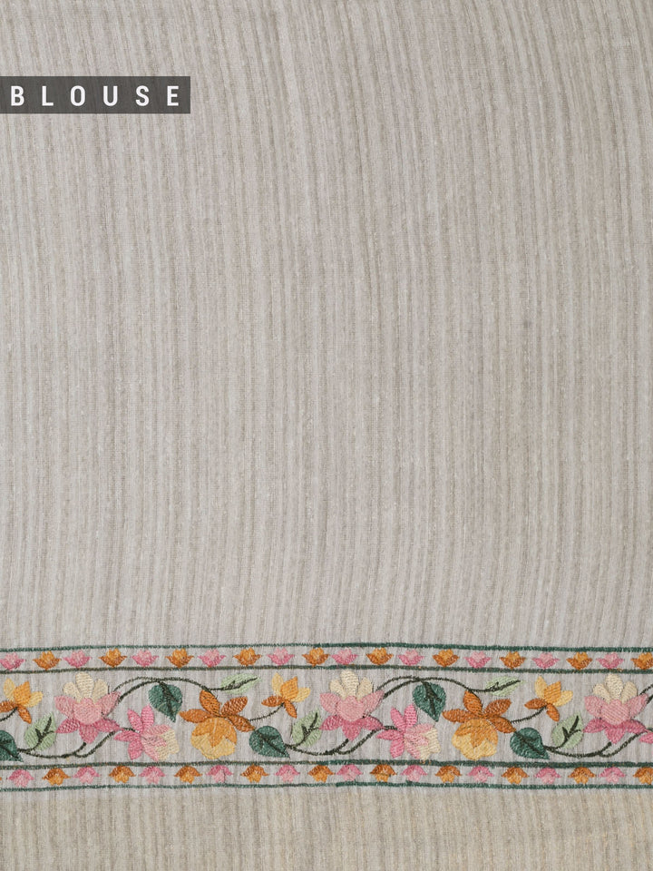 Cream linen Bird Jaal Banarasi Saree