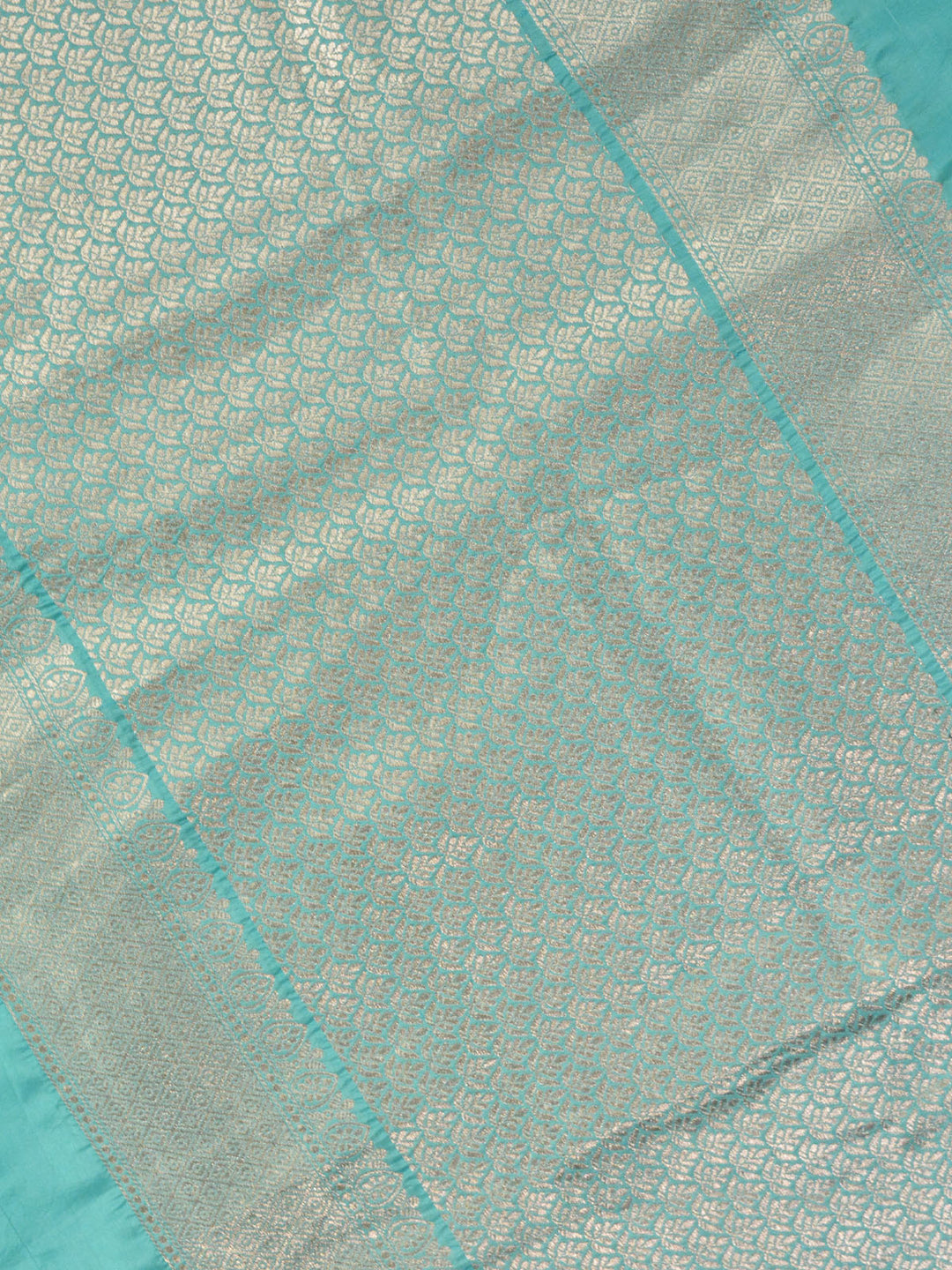 Firozi Katan Silk Banarasi Saree_3