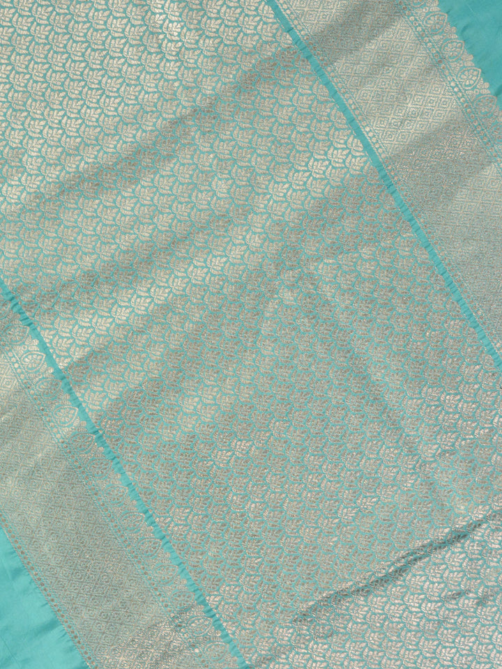 Firozi Katan Silk Banarasi Saree