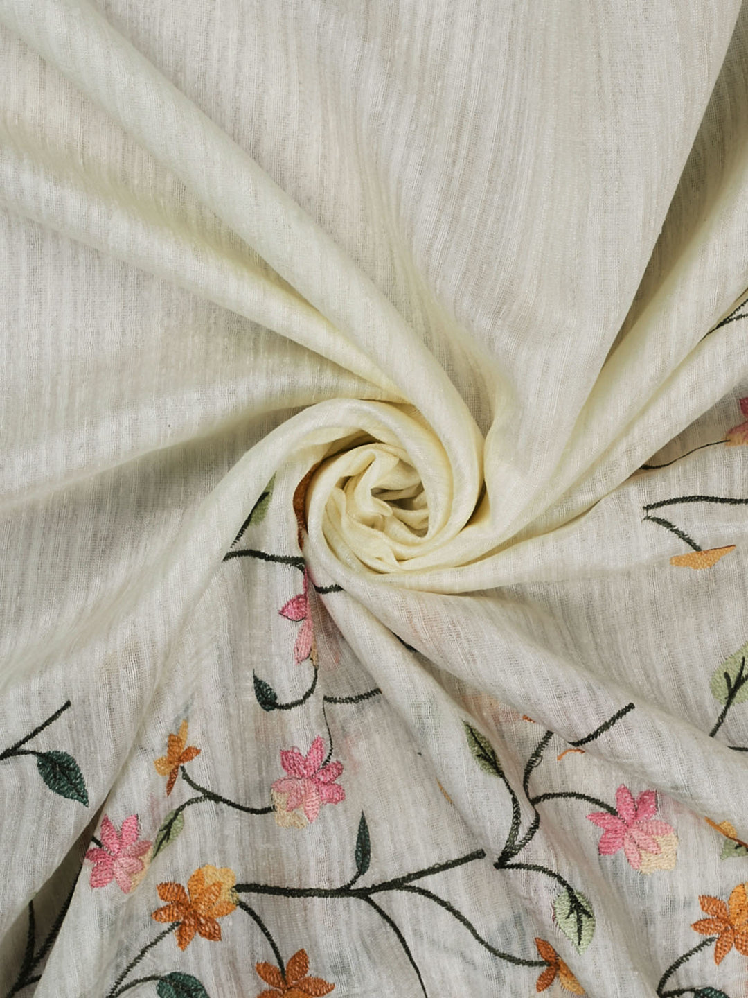 Cream linen Bird Jaal Banarasi Saree_3