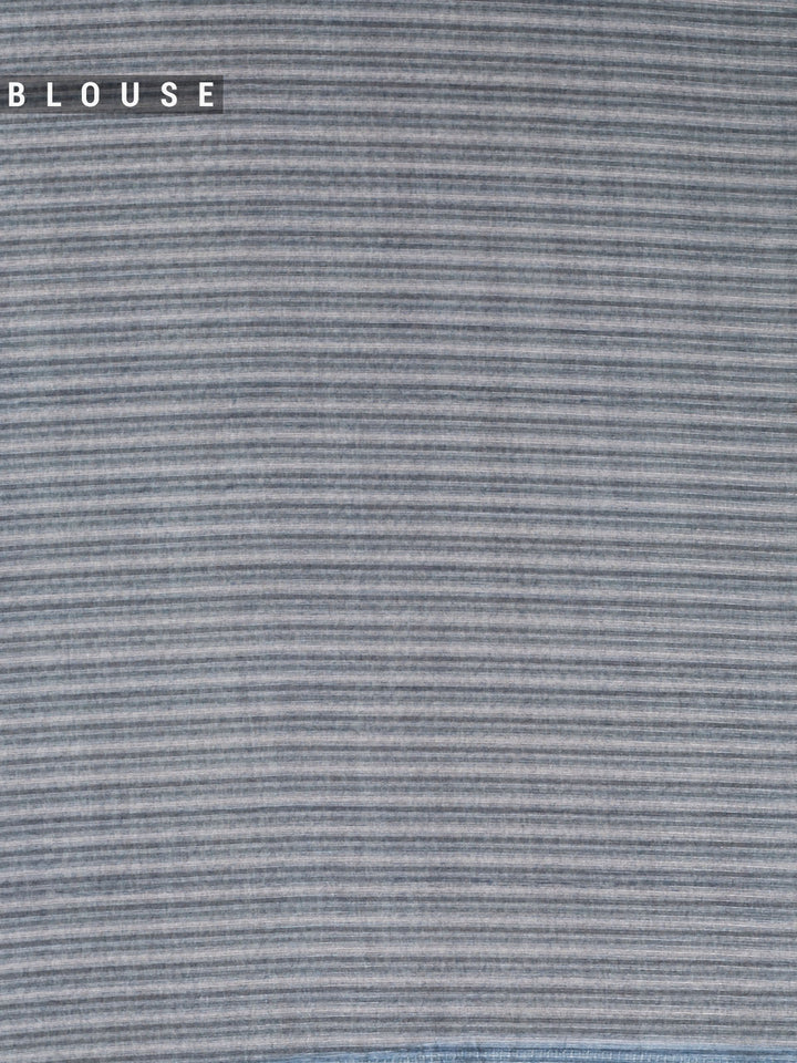 Grey Cotton Print With Thread Embroidery Banarasi Saree