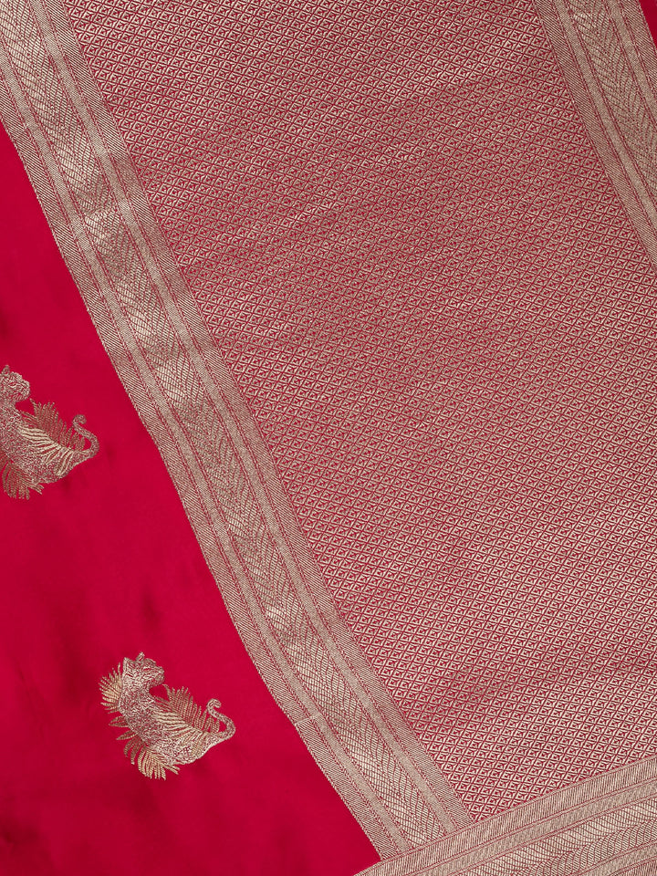 Magenta Mysore Silk Zari Buti  Banarasi Saree