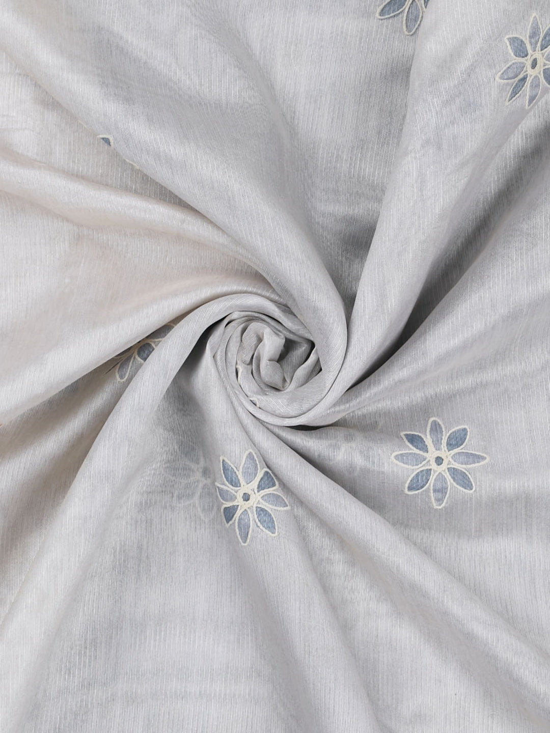 Grey Cotton Print With Thread Embroidery Banarasi Saree_3