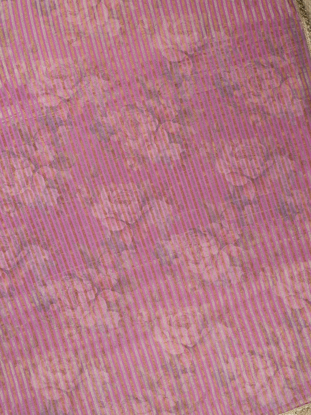 Purple Tissue Sonarupa Stripes Banarasi Saree_5