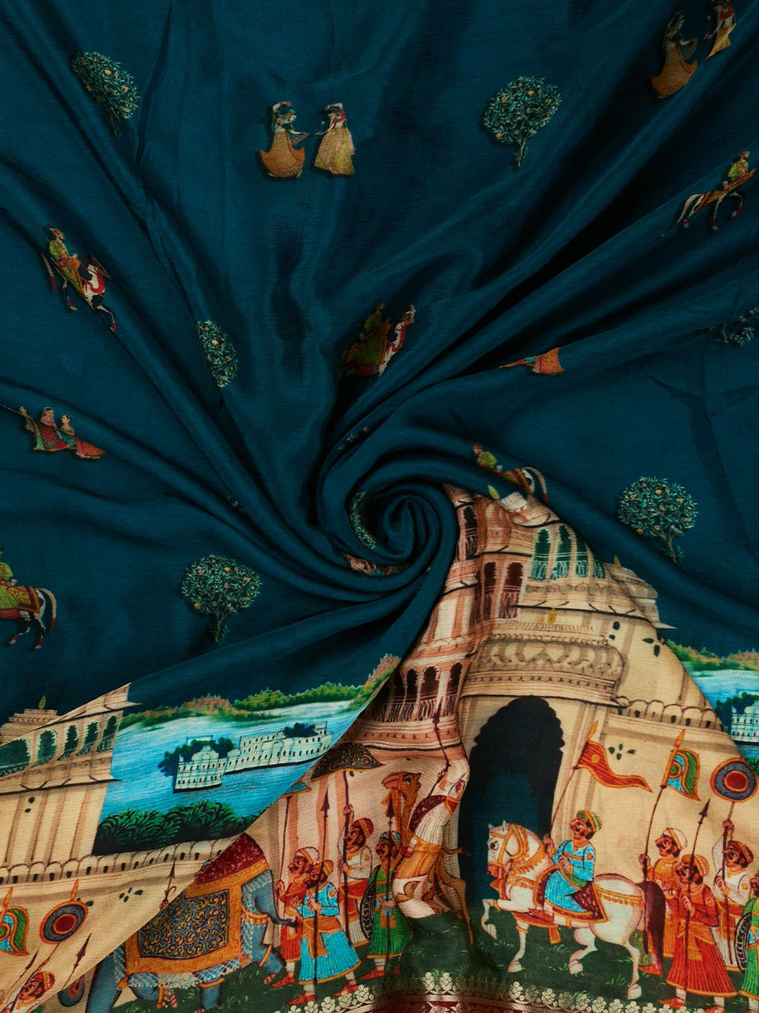 Blue Chiffon Printed Banarasi Saree_3