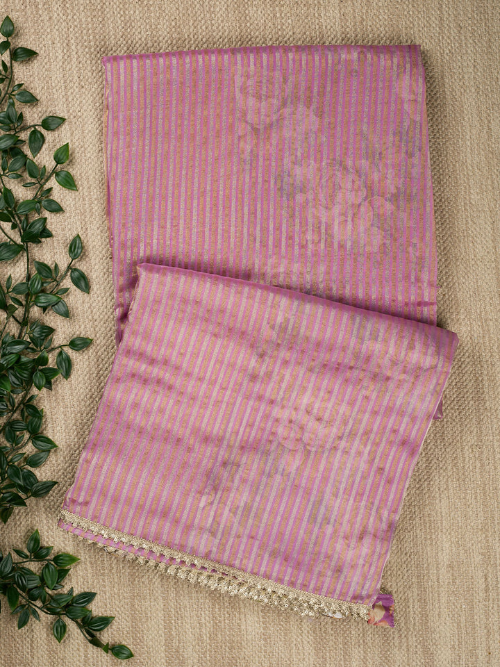 Purple Tissue Sonarupa Stripes Banarasi Saree