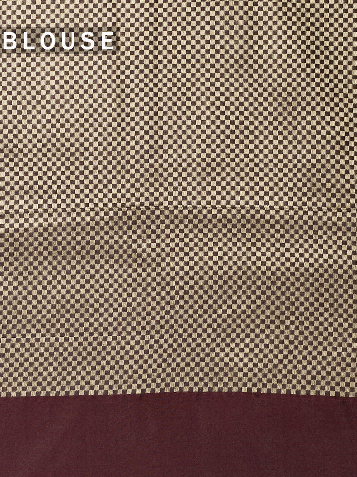 Brown Cotton Plain Banarasi Saree