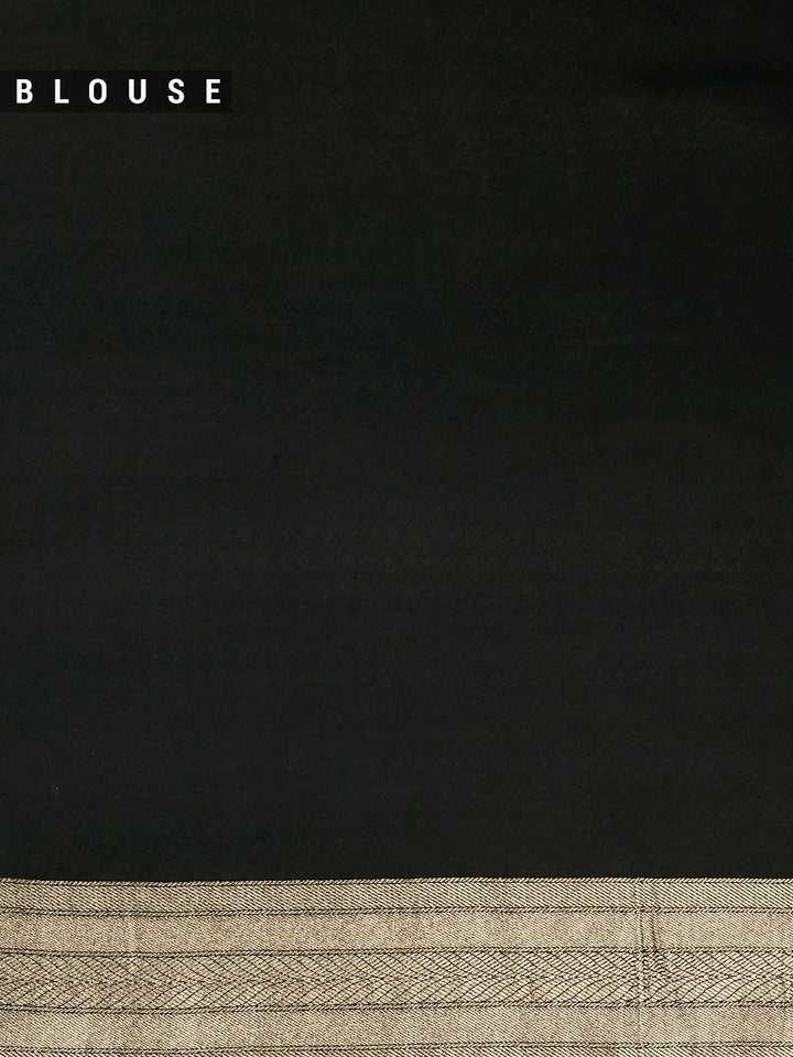 Black Mysore Silk Soarupa Buti With Zari Border Banarasi Saree