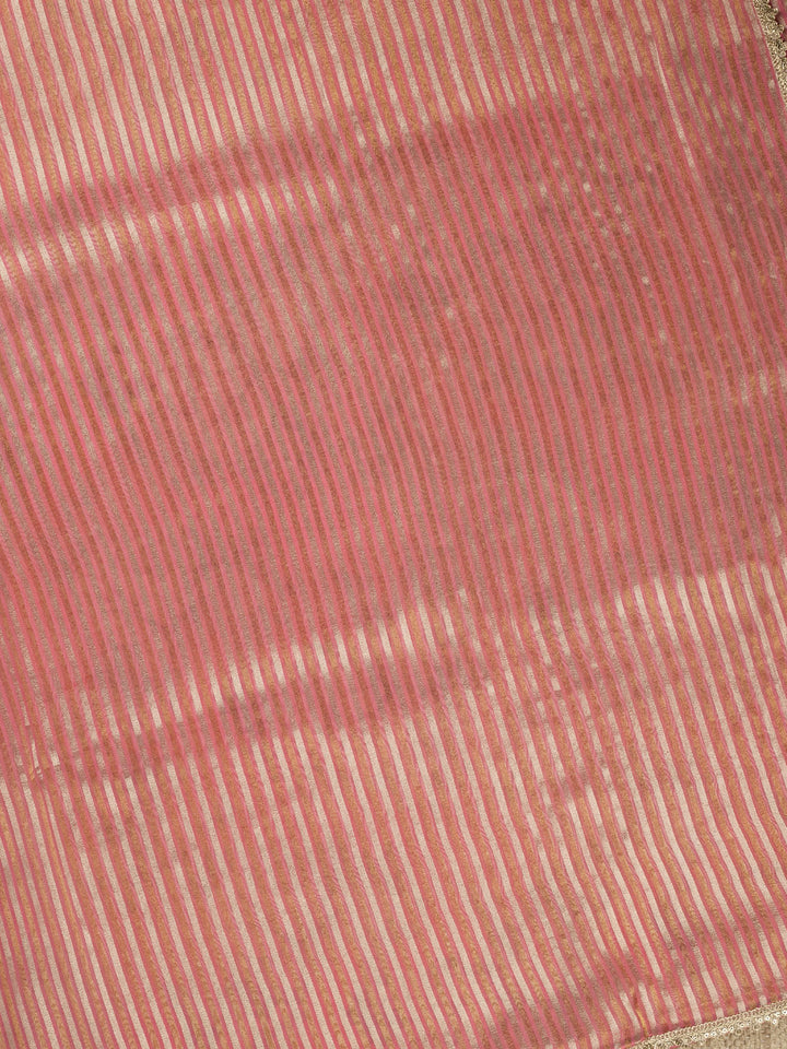 Peach  Tissue Sonarupa Stripes Banarasi Saree