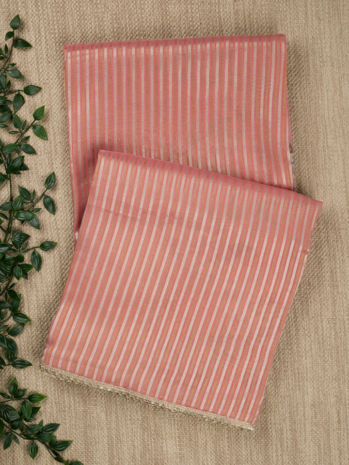 Peach  Tissue Sonarupa Stripes Banarasi Saree