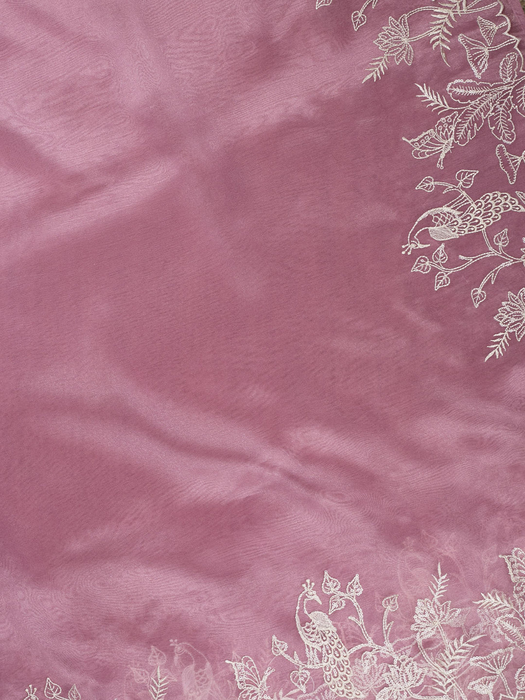 Pink Tissue Plain Banarasi Saree_4